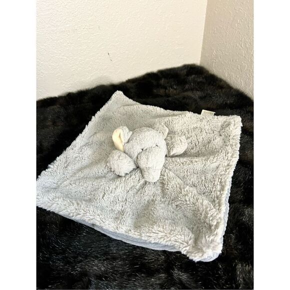 Grey fuzzy baby elephant lovey security blanket plush - Picture 1 of 3